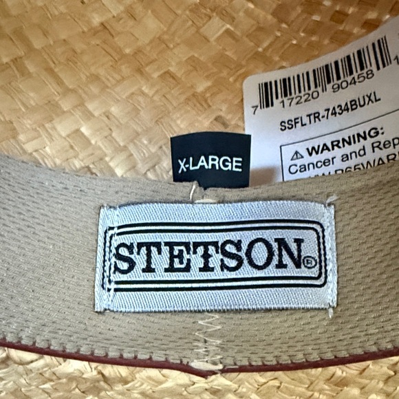 Stetson Flatrock Natural Burnt Cowboy Hat Brown braided Band size XL main image 8
